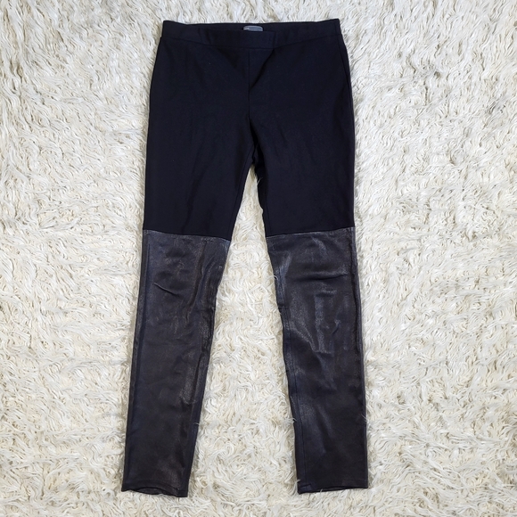 Vince Pants - VINCE Mixed Media Ponte Knit Leather Leggings Size Large